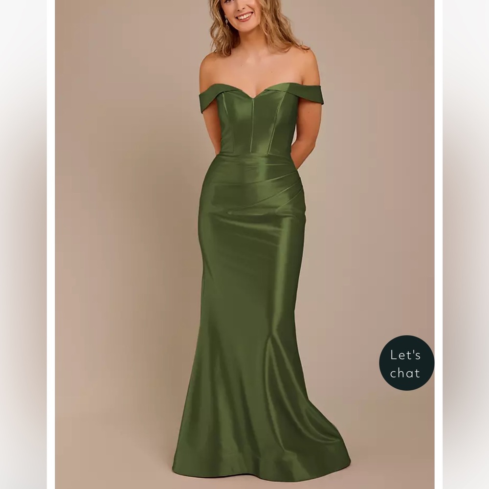 David's Bridal Green Strapless Gown